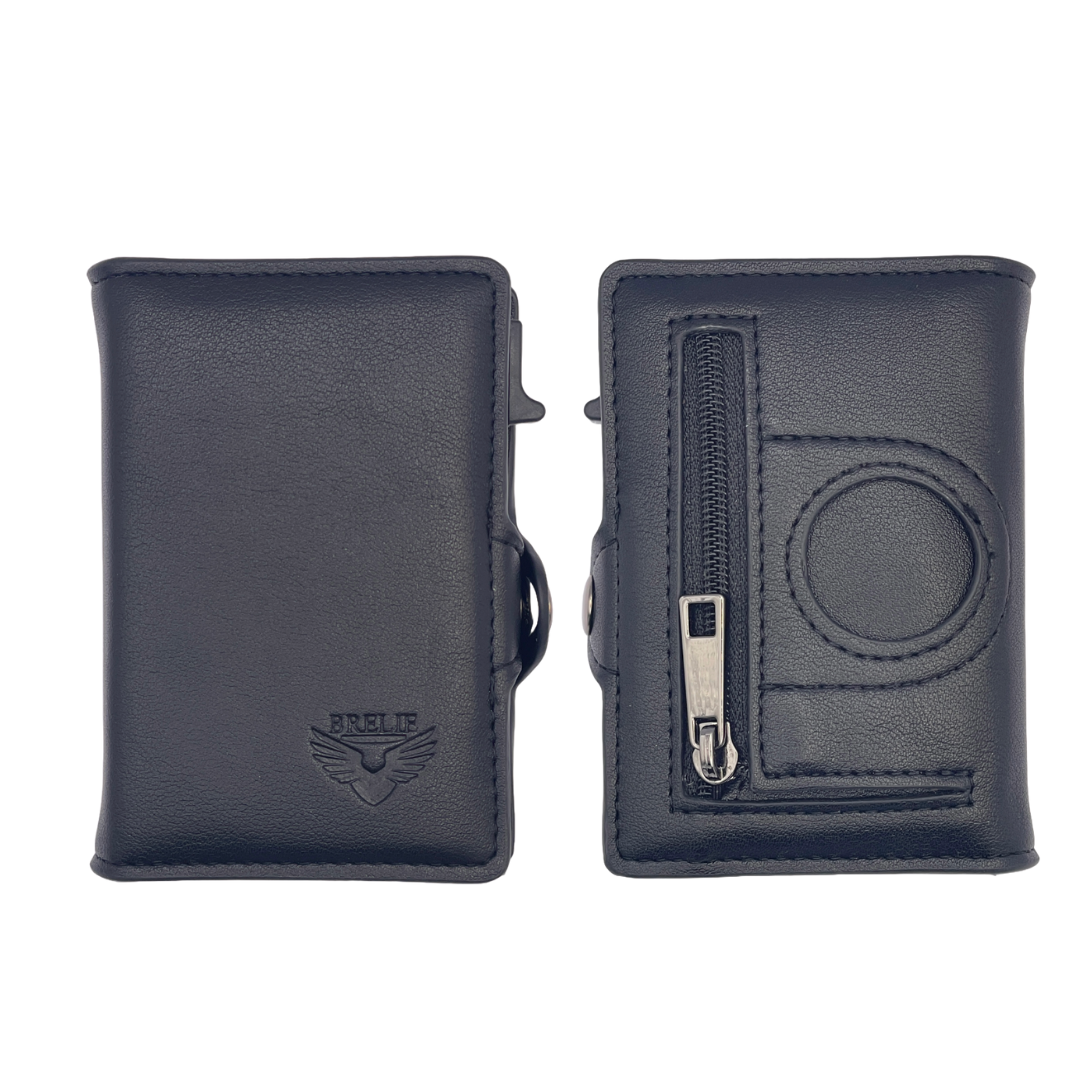YESIIW Slim Wallet For Men - RFID Blocking Pop-Up Card Holder With ID Window (Navy Blue)