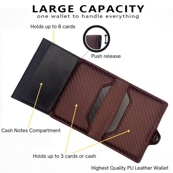 Brelie-RFID-Wallet-Carbon-Bronze-Capacity-Detailed