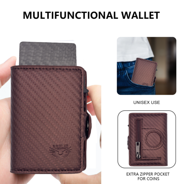 Multifunctional-Wallet-BRELIE-AirTag-RFID-Card-Holder-Carbon-Bronze