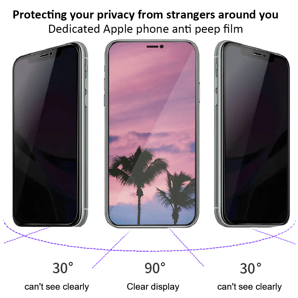 2 Pack Purple Gradient Privacy Screen Protector For IPhone 16 Pro Max - Anti Blue Light & Shatterproof